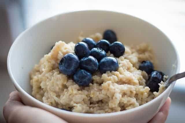 Oatmeal with blueberries.