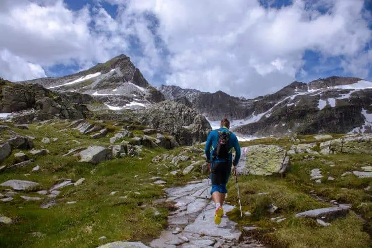 hiking with walking poles