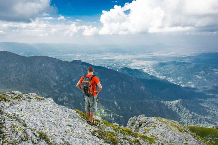 hiking on a hill