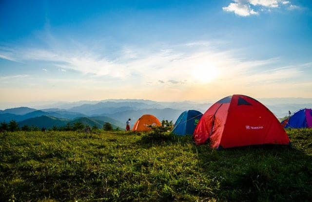 a tent on a valley