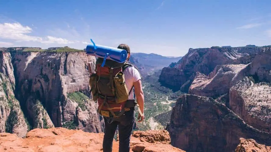 a man with a hiking pack