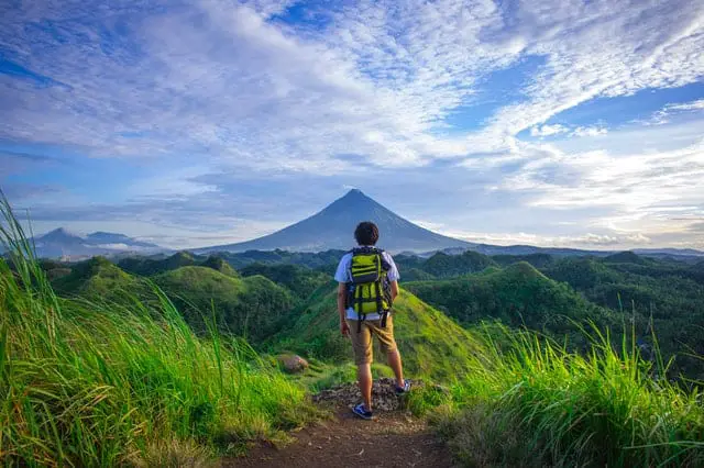 a man hiking in splendid nature