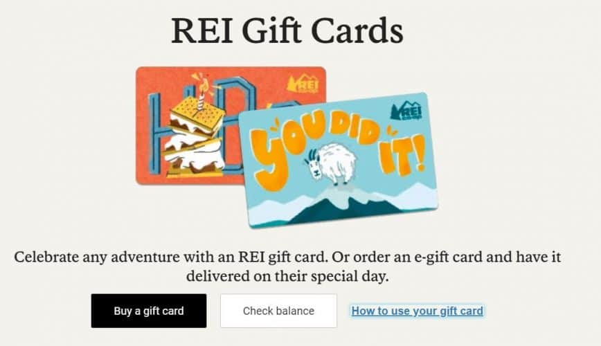 rei gift card purchase