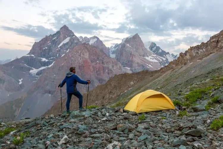 mountain view and a tent