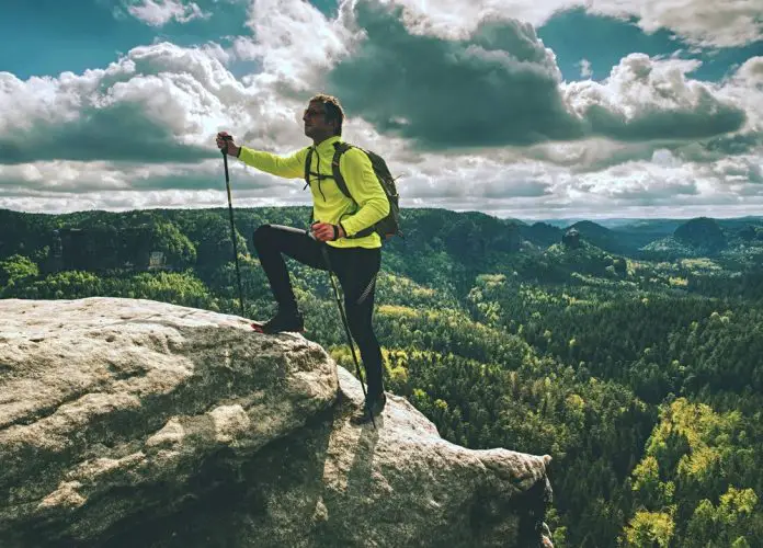 man hiking in leggings