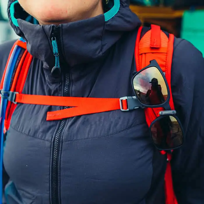 quickstow sunglasses system on a gregory backpack