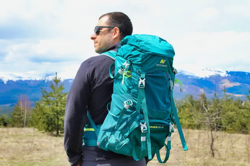 Hiking with nevo rhino backpack