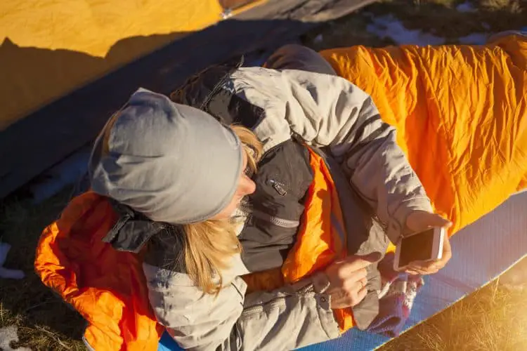 woman in a sleeping bag