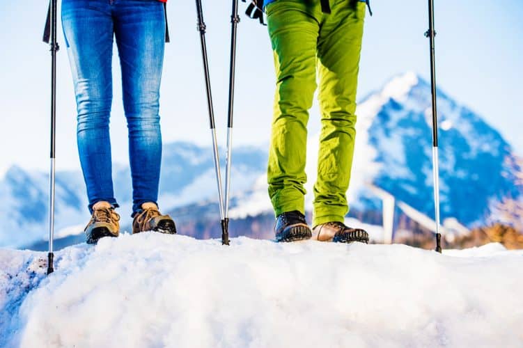 a couple with walking poles