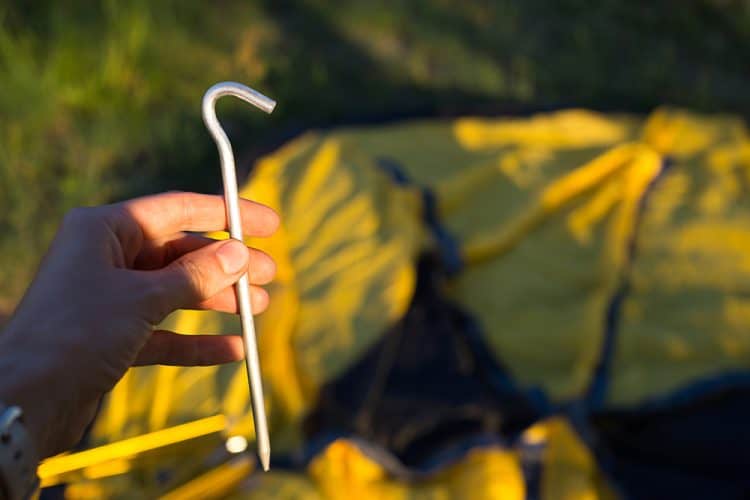 an aluminum tent peg