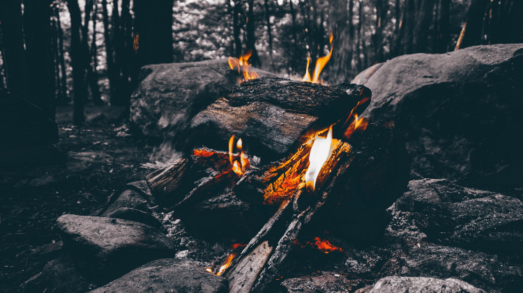 rocks in a campfire