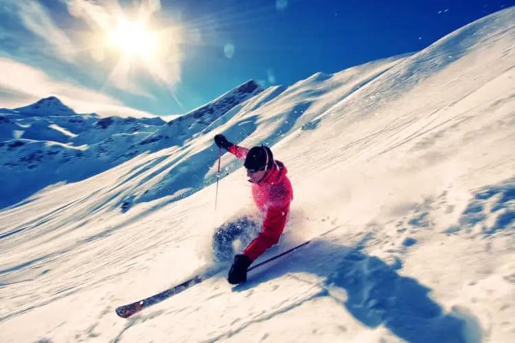 a skier at the mountains