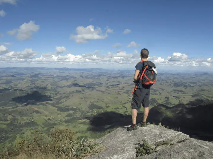 a man wearing backpacking shorts