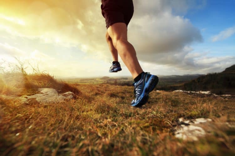 man jumping in the trail