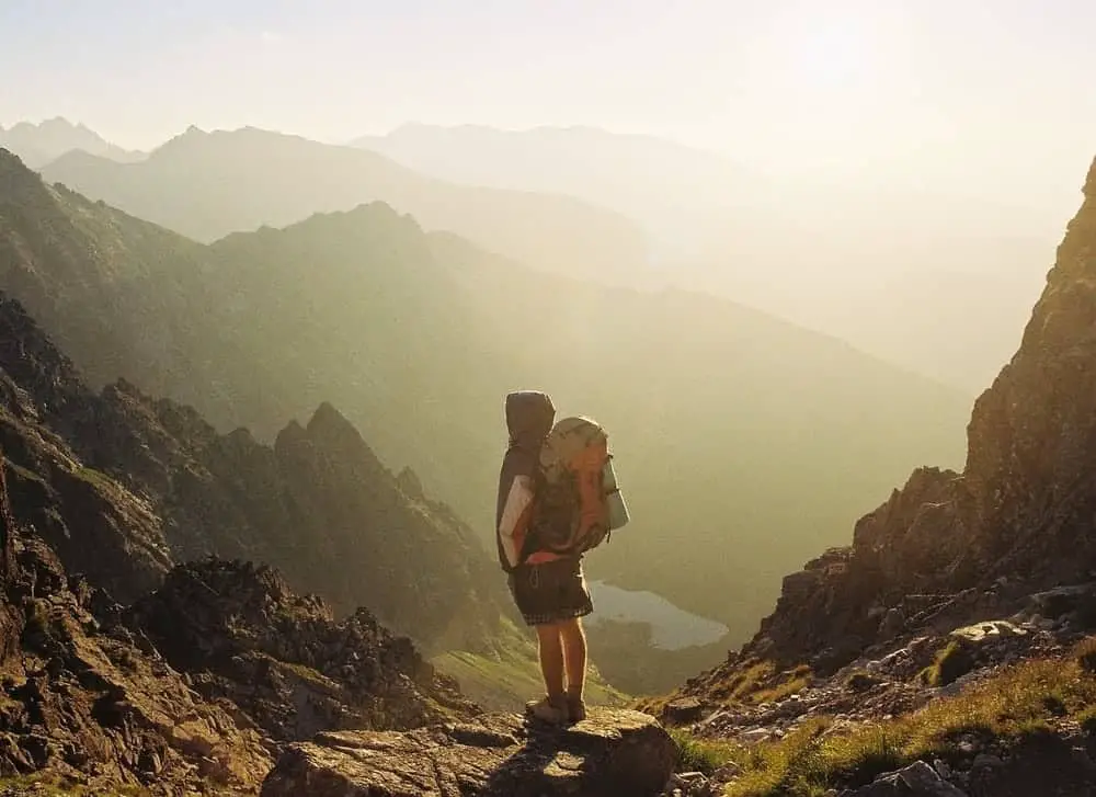 a hiker in the mountains