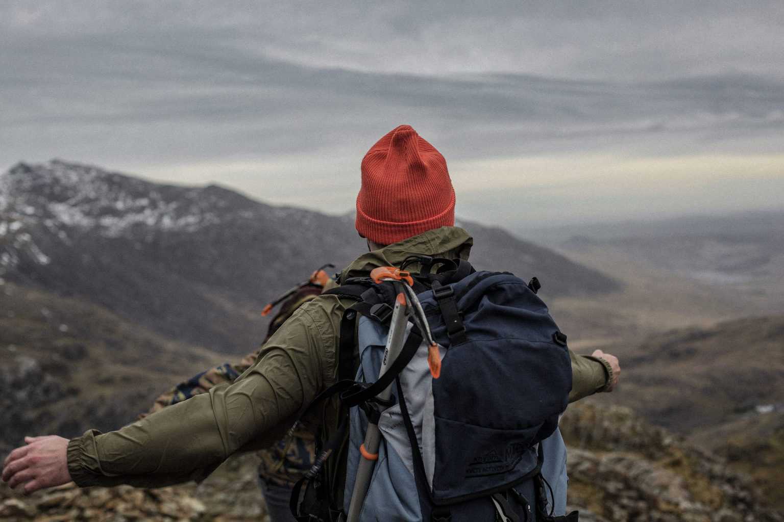 a hiker in the mountains