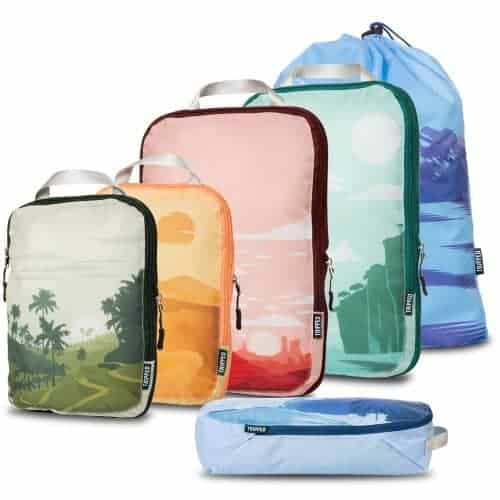 Tripped packing cubes made out of nylon