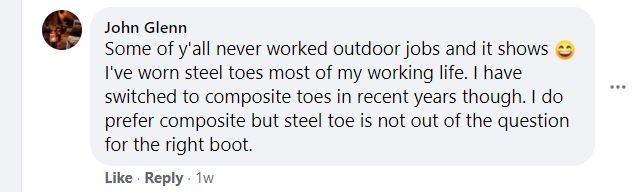 positive opinion on steel toe