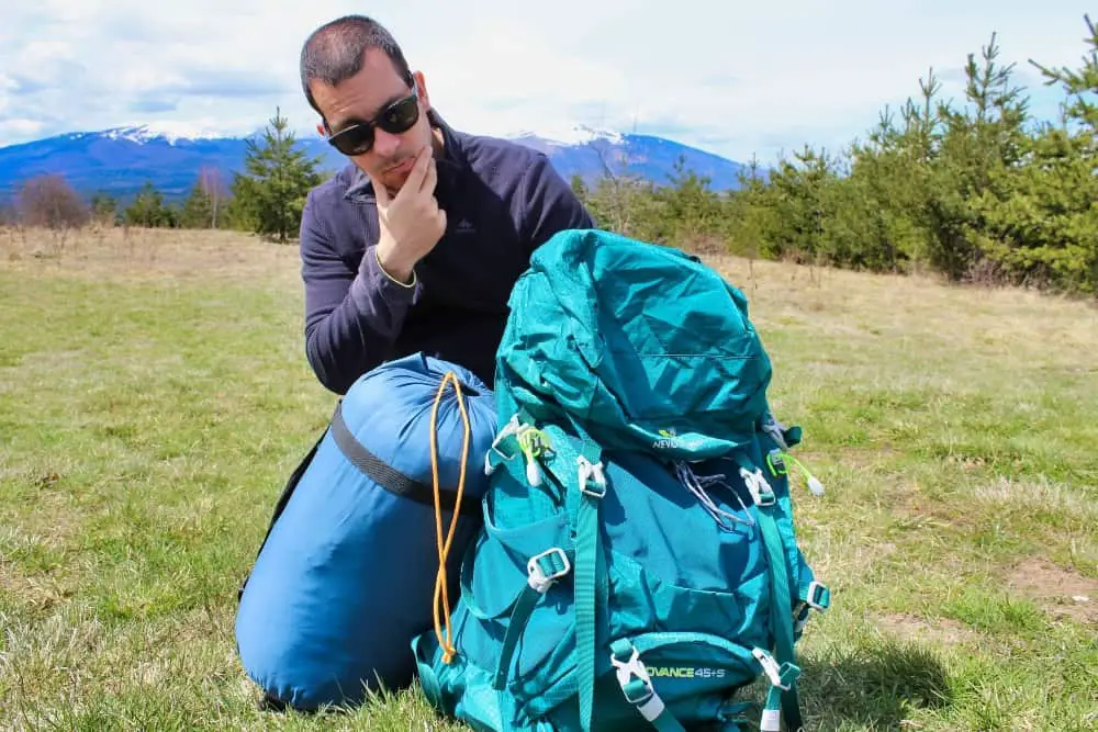 How to tie a sleeping bag to a backpack. 